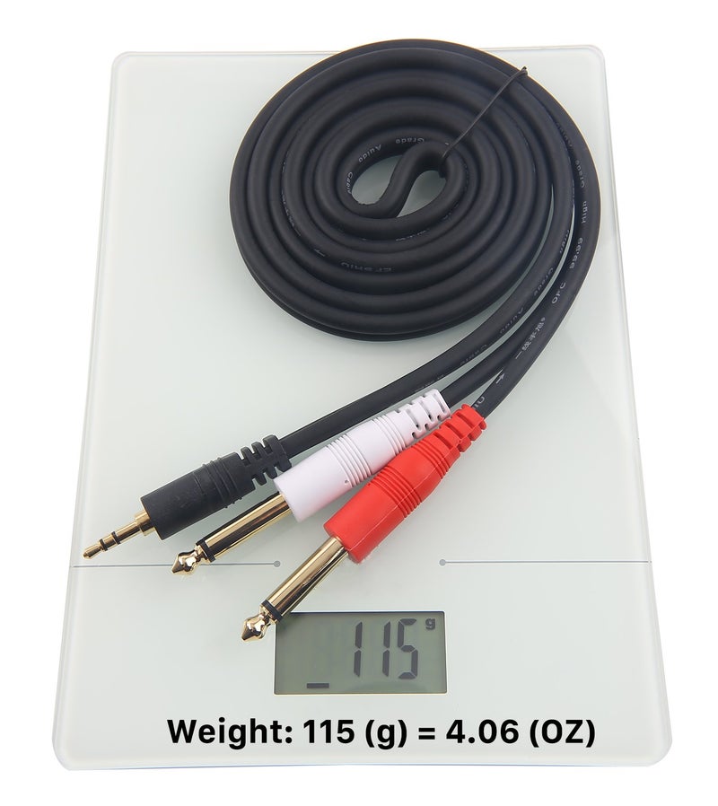 Devinal 3.5mm TRS to Dual 6.35mm TS Y Splitter Breakout Cord, 1/8 inch Male Stereo to Dual 1/4 Mono Male Audio Cable, Gold Plated Heavy Duty 5 Feet - Image 4